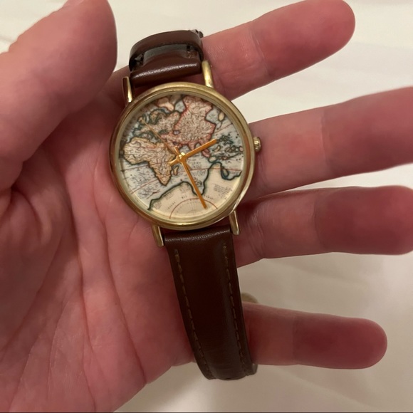 Urban Outfitters Accessories - GENUINE LEATHER World Map Wristwatch - Urban Outfitters
